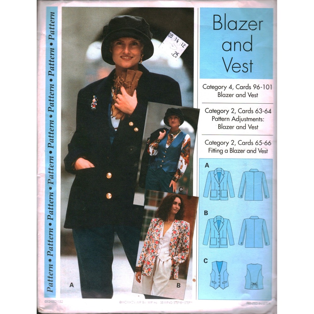 Vintage Sewing Step-By-Step Blazer‎ and Vest Pattern Misses Petite Sizes 4-22